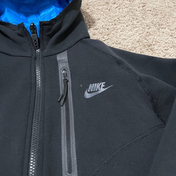 Nike Jacket Mens Medium Black Blue Reversible 800 Goose Down Aeroloft Windrunner - Picture 9 of 16